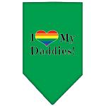 I Heart my Daddies Screen Print Bandana Emerald Green Large