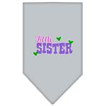 Little Sister Screen Print Bandana Grey Large