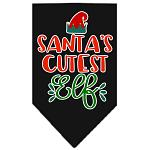 Santa's Cutest Elf Screen Print Bandana Black Large