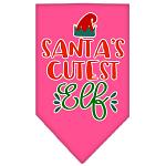 Santa's Cutest Elf Screen Print Bandana Bright Pink Large