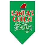 Santa's Cutest Elf Screen Print Bandana Emerald Green Large
