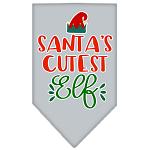 Santa's Cutest Elf Screen Print Bandana Grey Large