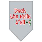 Deck the Halls Y'all Screen Print Bandana Grey Large