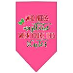 Who Needs Mistletoe Screen Print Bandana Bright Pink Large