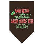 Who Needs Mistletoe Screen Print Bandana Cocoa Large