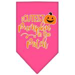 Cutest Pumpkin in the Patch Screen Print Bandana Bright Pink Large