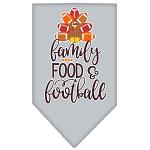 Family, Food, and Football Screen Print Bandana Grey Large