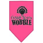 Gobble til You Wobble Screen Print Bandana Bright Pink Large