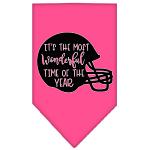 Most Wonderful Time of the Year (Football) Screen Print Bandana Bright Pink Large