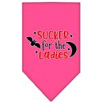 Sucker for the Ladies Screen Print Bandana Bright Pink Large