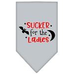 Sucker for the Ladies Screen Print Bandana Grey Large