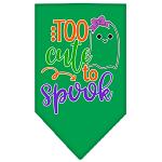 Too Cute to Spook-Girly Ghost Screen Print Bandana Emerald Green Large