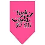 Trick or Treat Yo' Self Screen Print Bandana Bright Pink Large