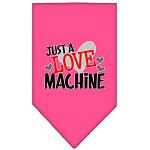 Love Machine Screen Print Bandana Bright Pink Large