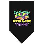 King Cake Taster Screen Print Mardi Gras Bandana Black Large