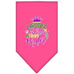 Laissez Les Bons Temps Rouler Screen Print Mardi Gras Bandana Bright Pink Large