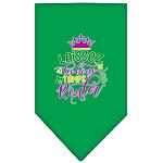 Laissez Les Bons Temps Rouler Screen Print Mardi Gras Bandana Emerald Green Large