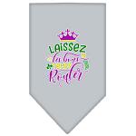 Laissez Les Bons Temps Rouler Screen Print Mardi Gras Bandana Grey Large