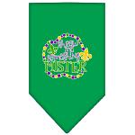 Throw me Something Screen Print Mardi Gras Bandana Emerald Green Large