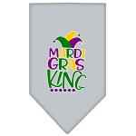 Mardi Gras King Screen Print Mardi Gras Bandana Grey Large