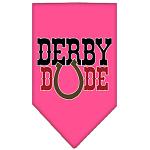 Derby Dude Screen Print Bandana Bright Pink Large