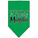 Everyday I'm Mugglin Screen Print Bandana Emerald Green Large
