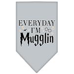 Everyday I'm Mugglin Screen Print Bandana Grey Large