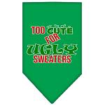 Too Cute for Ugly Sweaters Screen Print Bandana Emerald Green Large