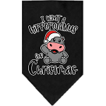 Hippo for Christmas Screen Print Bandana Black Size Small