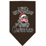 Hippo for Christmas Screen Print Bandana Cocoa Size Small