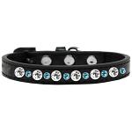 Posh Jeweled Dog Collar Black with Aqua Size 10