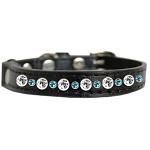 Posh Jeweled Cat Collar Black with Aqua Size 10