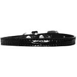 Omaha Plain Croc Dog Collar Black Size 14