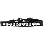 One Row Clear Jewel Croc Dog Collar Black Size 10