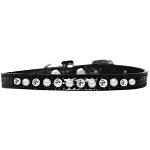 Pearl and Clear Jewel Croc Dog Collar Black Size 10