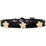 Gold Flower Widget Croc Dog Collar Black Size 10