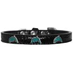 Dolphin Widget Croc Dog Collar Black Size 18