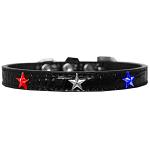 Red, White and Blue Star Widget Croc Dog Collar Black Size 10