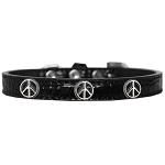 Peace Sign Widget Croc Dog Collar Black Size 12