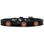 Pink Daisy Widget Croc Dog Collar Black Size 10