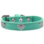 Crystal Heart Dog Collar Aqua Size 10