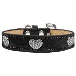 Crystal Heart Dog Collar Black Ice Cream Size 10