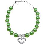 Heart and Pearl Dog Necklace 9 Colors