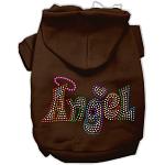 Technicolor Angel Rhinestone Pet Hoodie Brown Lg