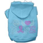 Peace Love Hope Breast Cancer Rhinestone Pet Hoodie Baby Blue Lg