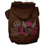 Peace Love Hope Breast Cancer Rhinestone Pet Hoodie Brown Lg
