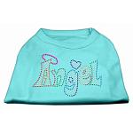 Technicolor Angel Rhinestone Pet Shirt Aqua Lg