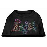 Technicolor Angel Rhinestone Pet Shirt Black Lg