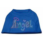 Technicolor Angel Rhinestone Pet Shirt Blue Lg