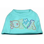 Technicolor Diva Rhinestone Pet Shirt Aqua Lg